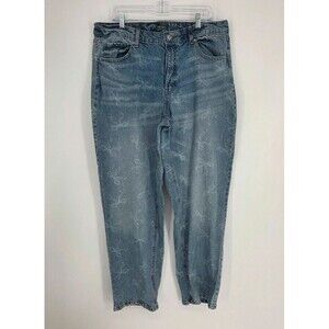 Viral Wild Fable Bow Print High-Rise Straight Leg Jeans Size 17